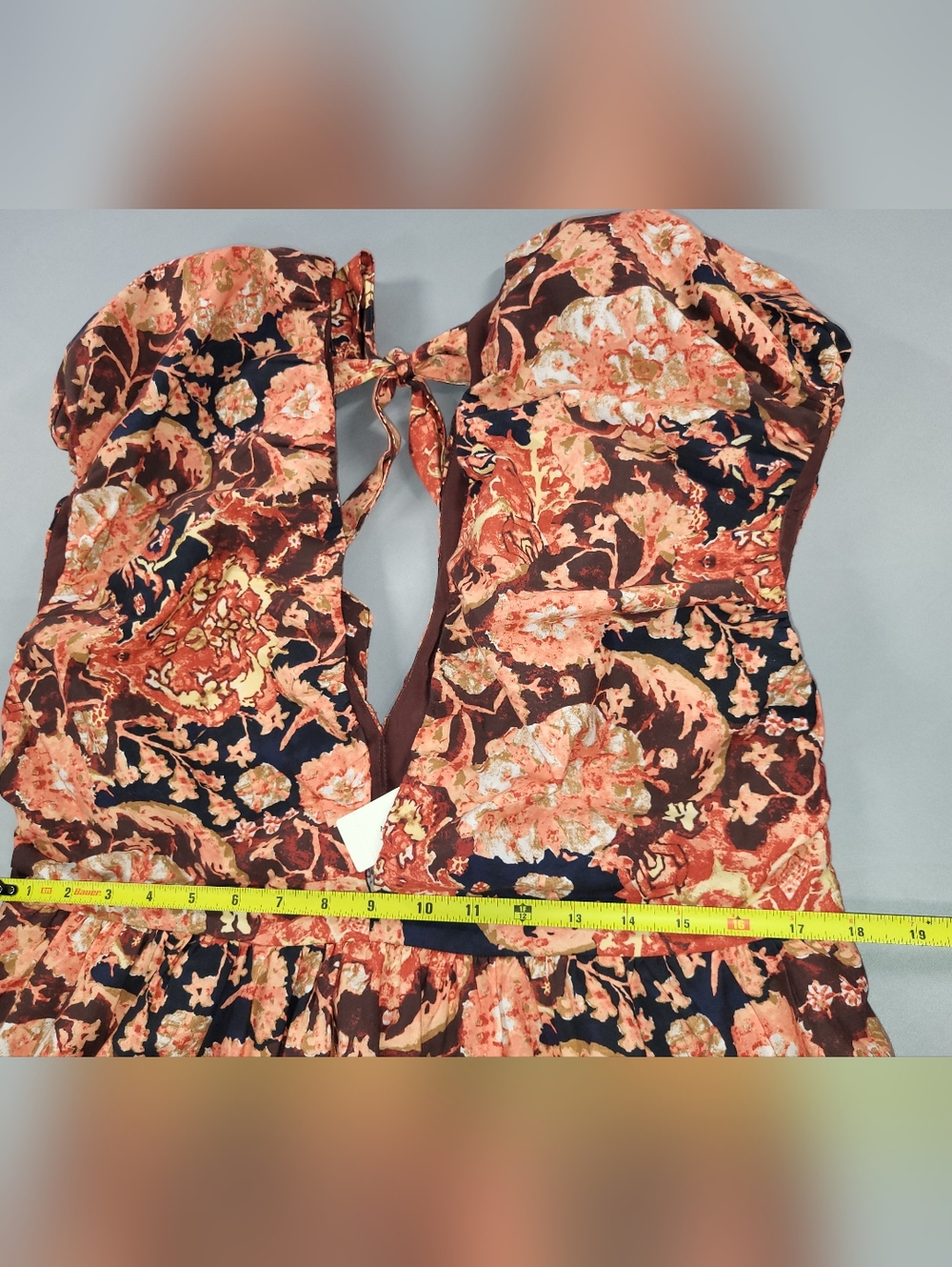 Anthropologie Floral Tie-Back Dress - Navy & Rust - Picture 11 of 14